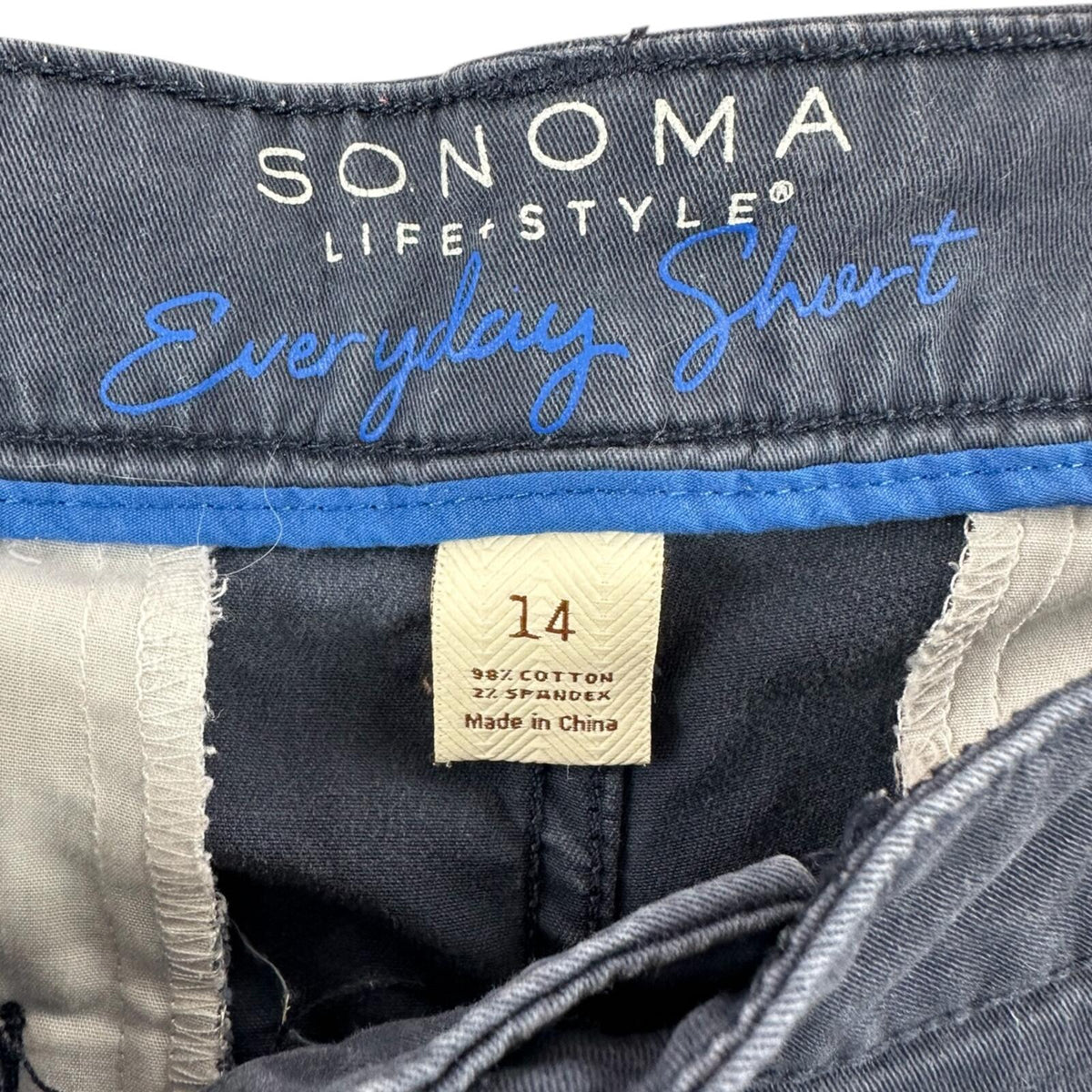 Sonoma Navy Blue Chino Shorts Classic Mid Rise Cotton Blend