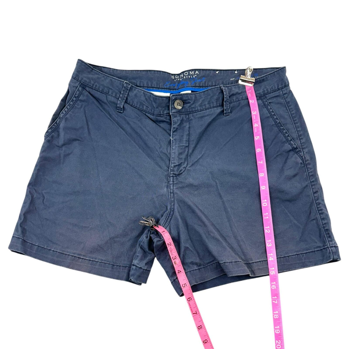 Sonoma Navy Blue Chino Shorts Classic Mid Rise Cotton Blend