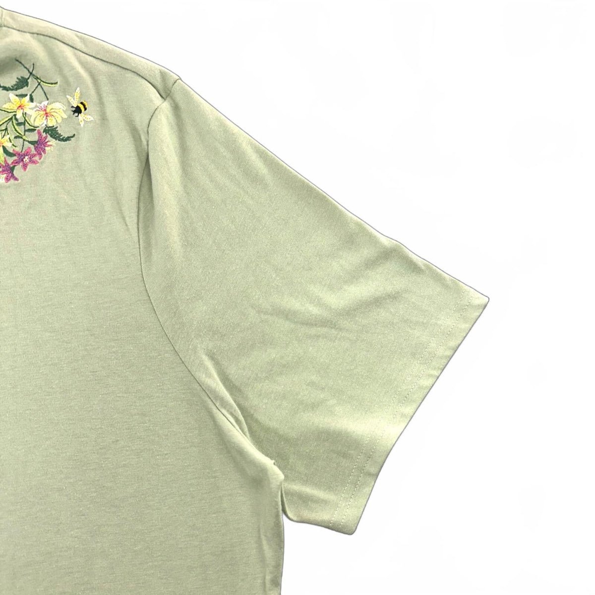NWT Liberty Lane Sage Green Floral Embroidered T Shirt