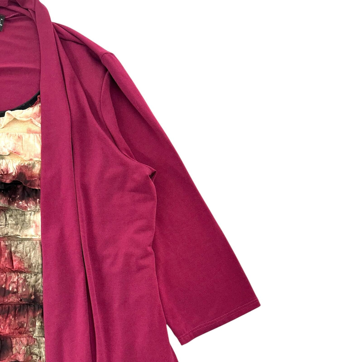 Notations Layered Ruffle Top and Magenta Cardigan Set Y2K Art