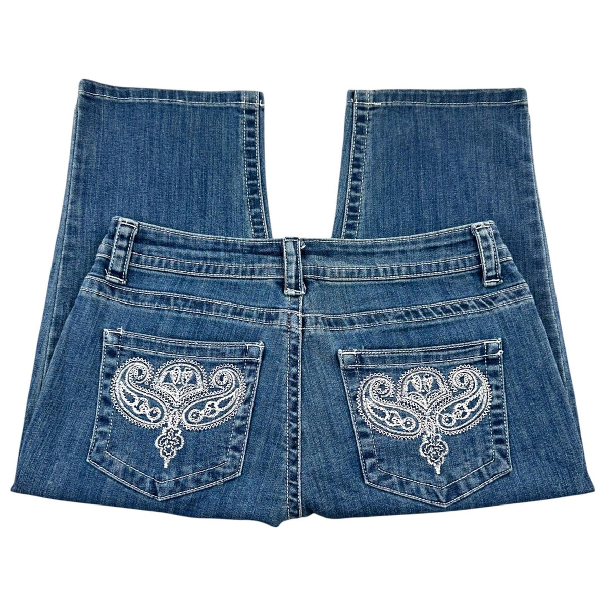 Lee Wash Embroidered Capri Jeans Y2K Boho Chic Festival