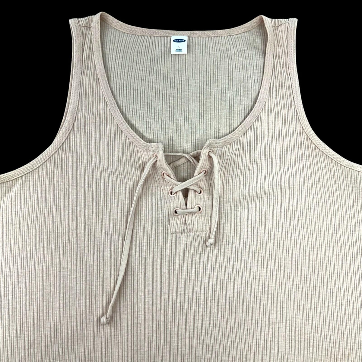 Old Navy Pink Ribbed Lace Up Tank Top Soft Girl Coquette Ballet Y2K