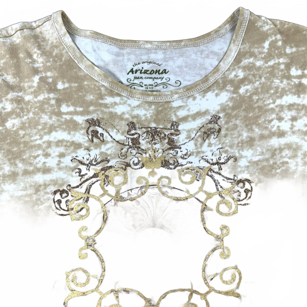 Arizona Jean Co. Tan Tie Dye Ornate Graphic Tee