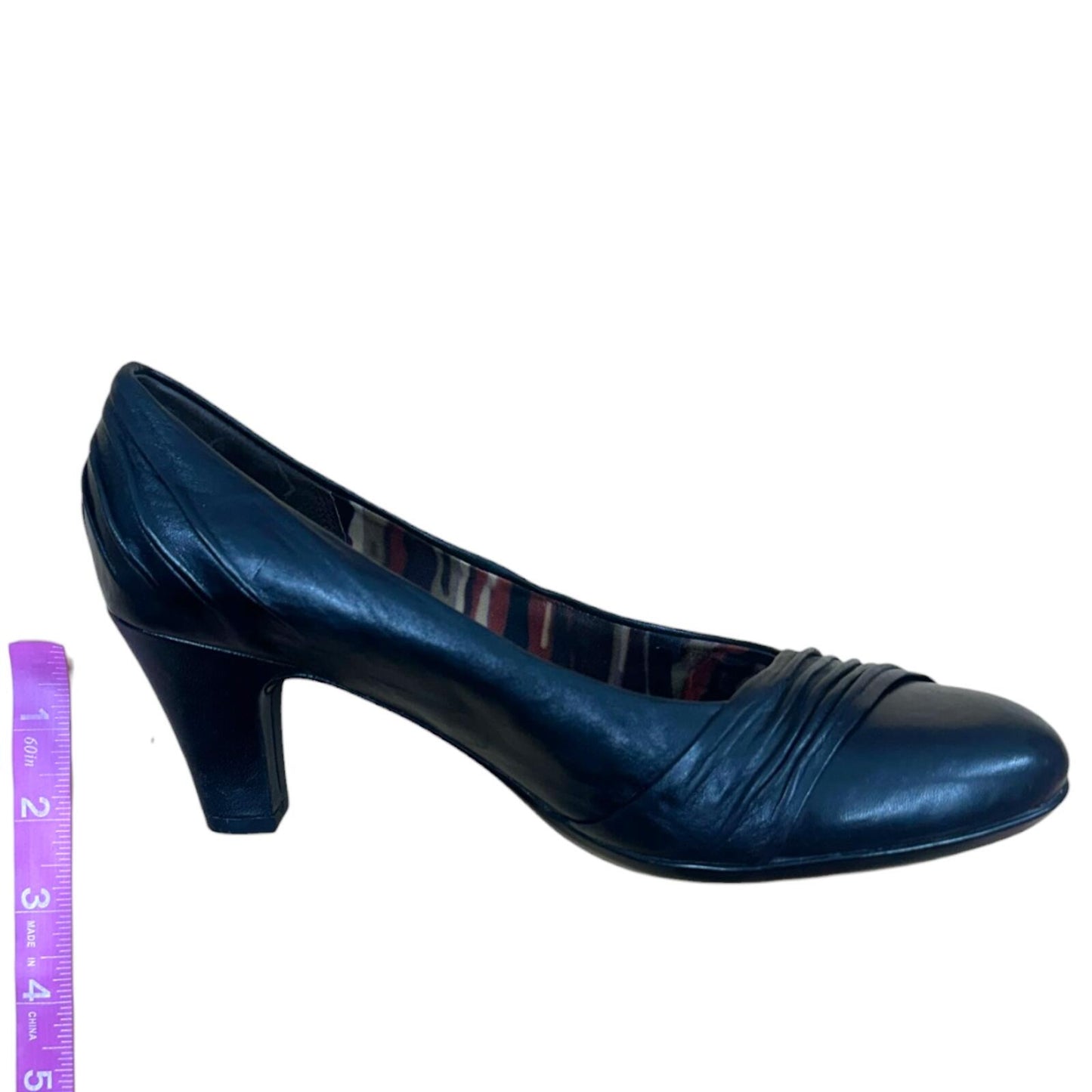 Abeo Vanna Black Leather Pumps with Pleated Detailing and Orthotic Support