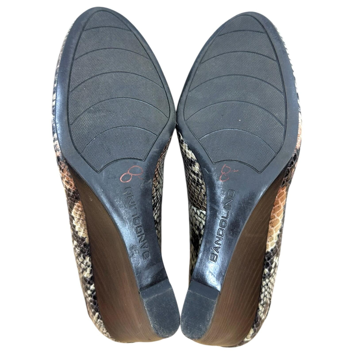 Bandolino Nuri Snakeskin Embossed Leather Wedges Brown Beige Quiet Luxury