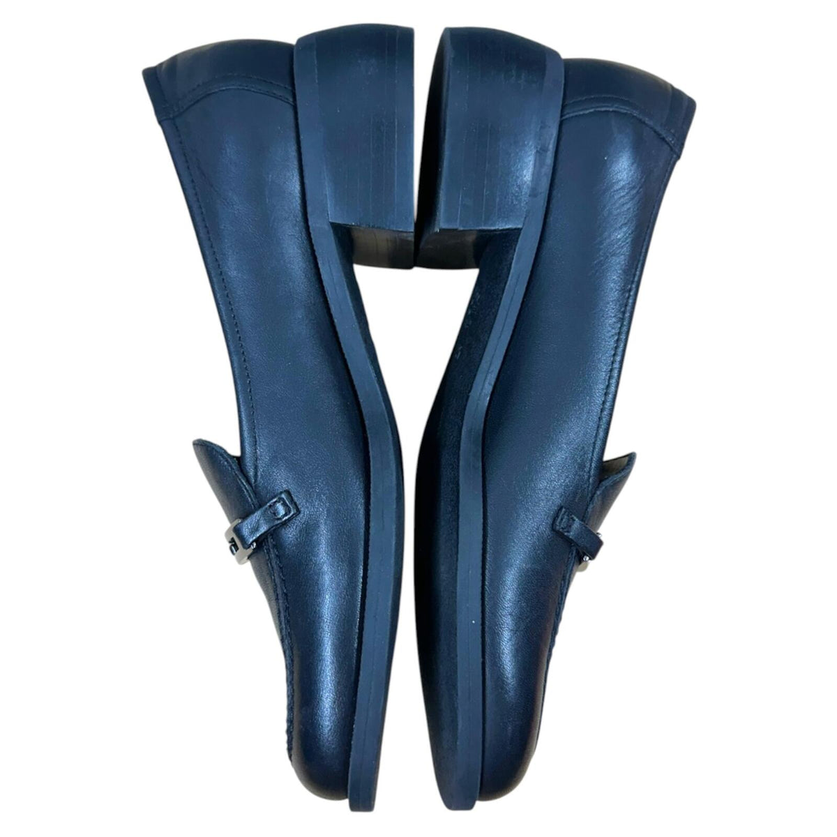 Hillard & Hanson Black Leather Loafers with Gunmetal Hardware Quiet Luxury