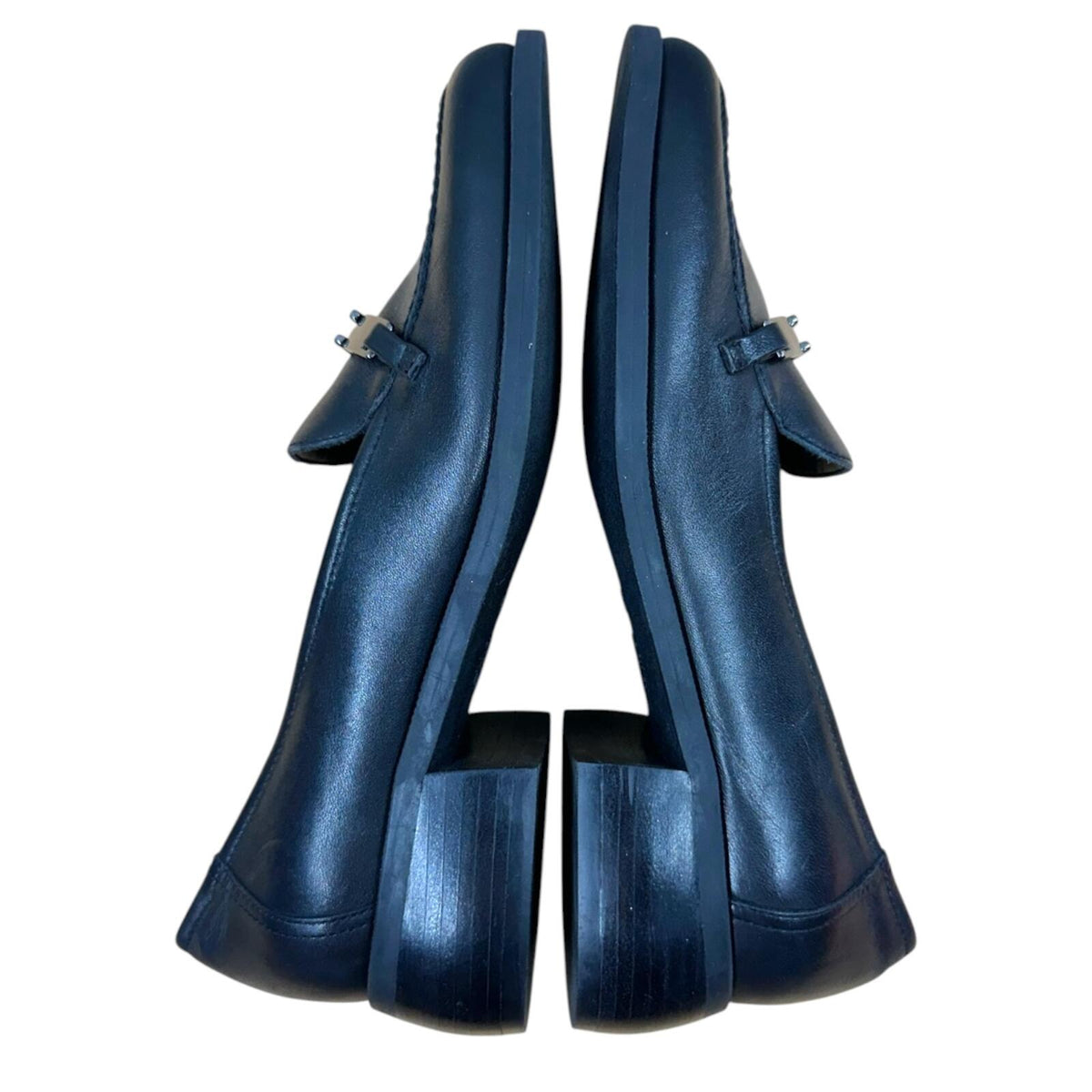 Hillard & Hanson Black Leather Loafers with Gunmetal Hardware Quiet Luxury