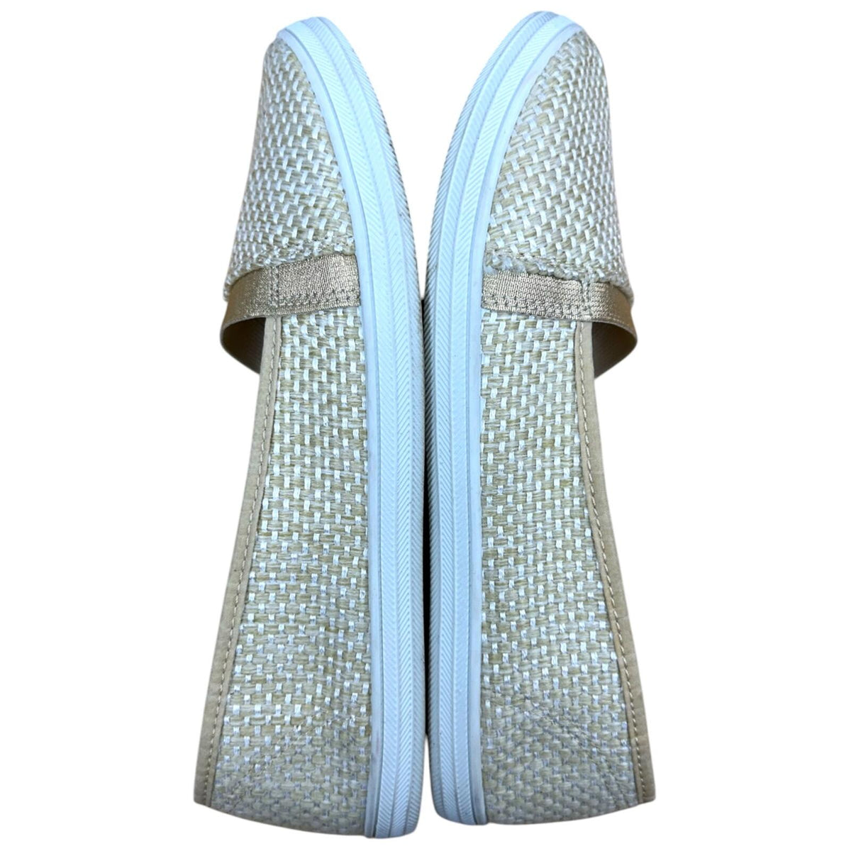 Serra A Line Woven Flats Beige Cream with Gold Metallic Threads
