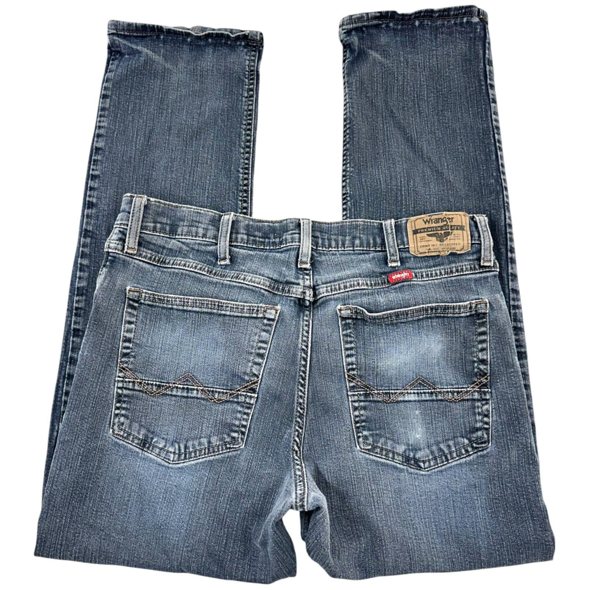 Wrangler Slim Straight Jeans Blue Mid Wash Denim Workwear Western