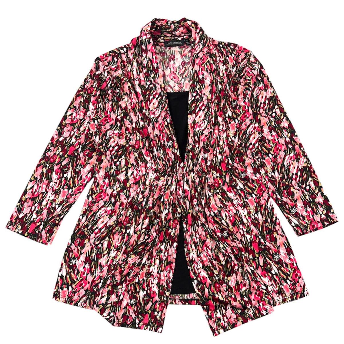 Notations Floral Ruched Waist Layered Top Pink Black