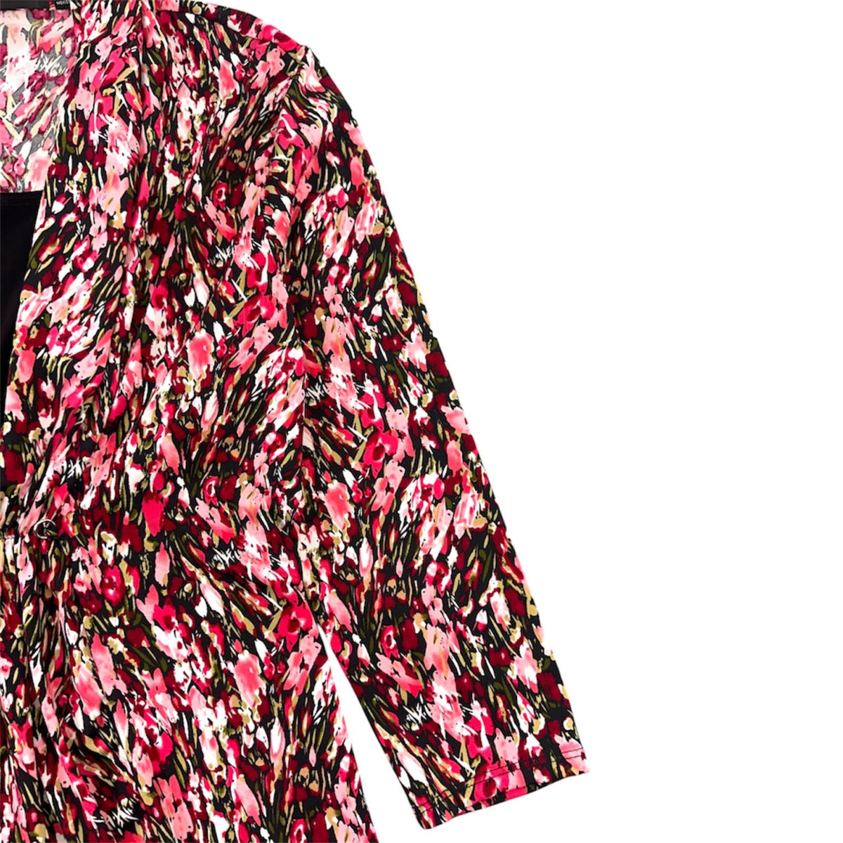 Notations Floral Ruched Waist Layered Top Pink Black