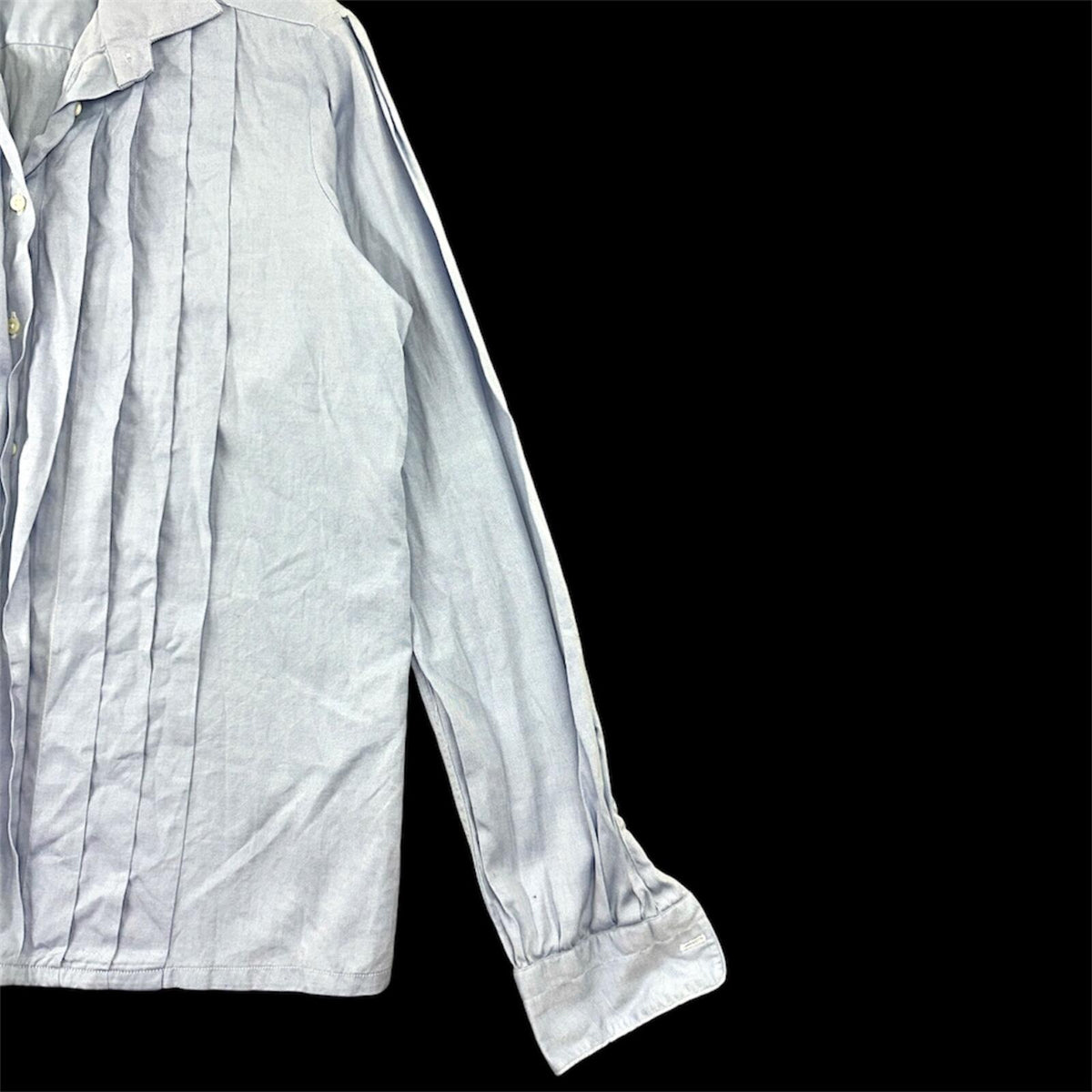 Vintage Cricketeer Pintuck Blouse in Oxford Blue 90s Tailored