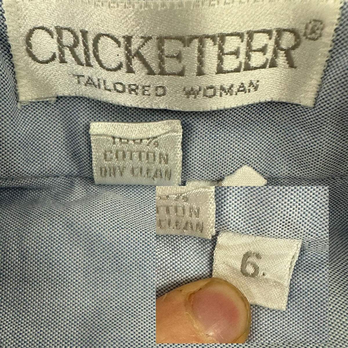 Vintage Cricketeer Pintuck Blouse in Oxford Blue 90s Tailored