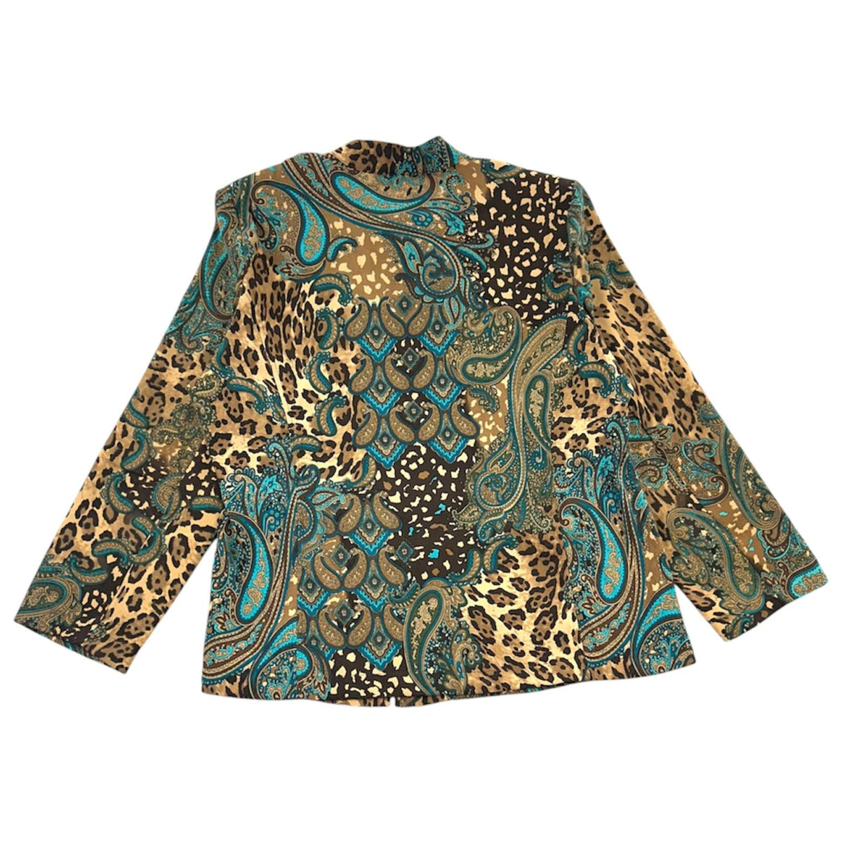 Notations Y2K Leopard Print Mixed Paisley Jacket with Turquoise and Brown
