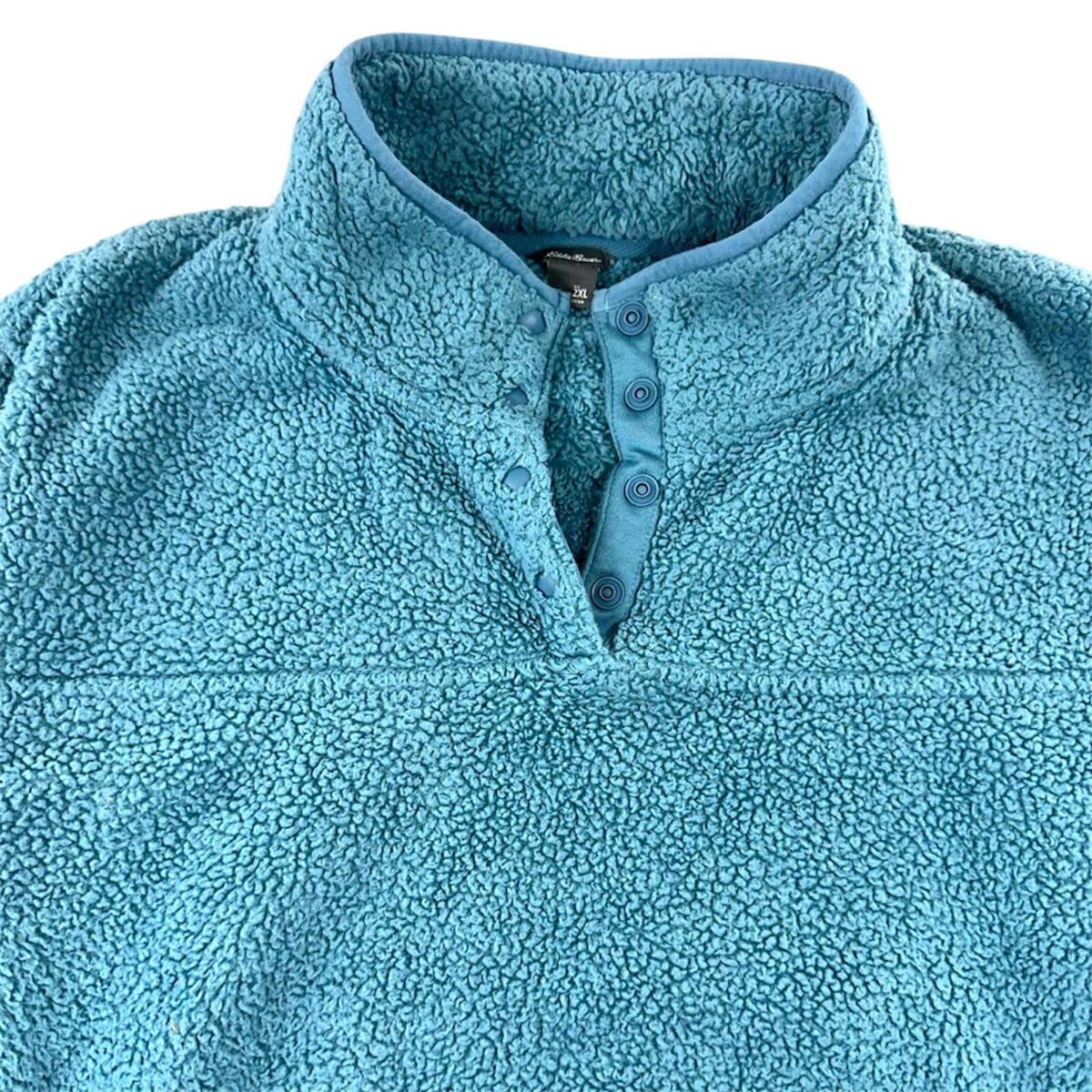 Eddie Bauer Blue Sherpa Fleece Pullover Jacket Cozy Soft Utility 90s