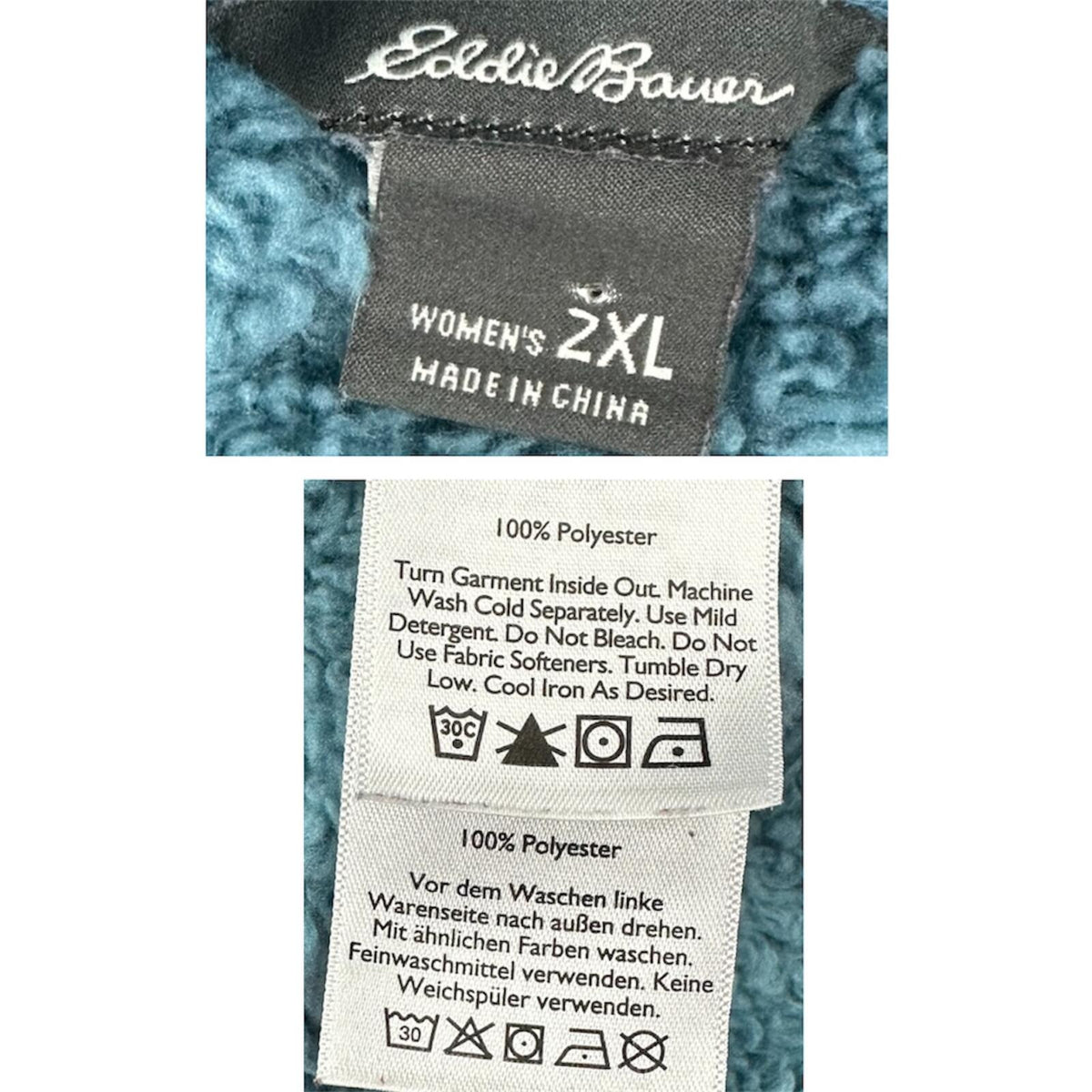 Eddie Bauer Blue Sherpa Fleece Pullover Jacket Cozy Soft Utility 90s