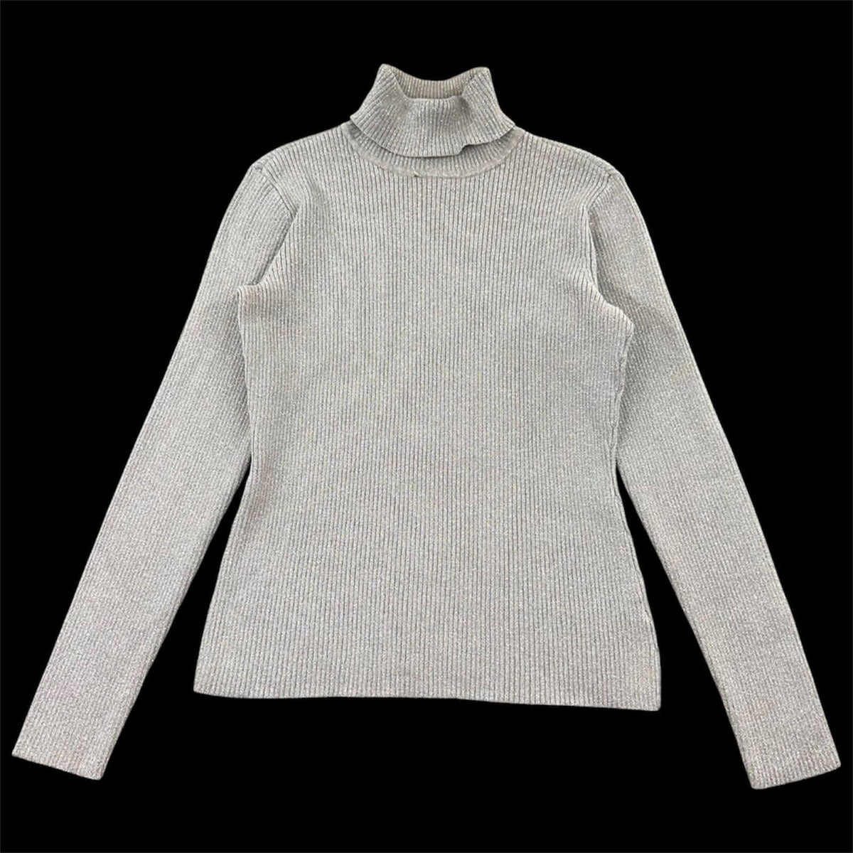 Style & Co Metallic Silver Ribbed Turtleneck Sweater Gray Silver