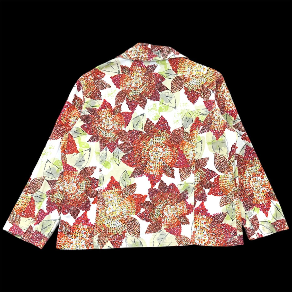 Keren Hart Floral Impressionist Print Shirt Jacket White Red