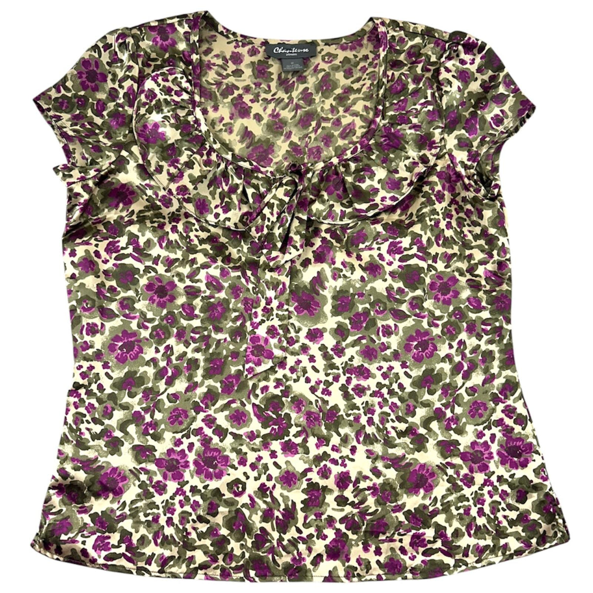 Chanteuse Floral Garden Ruffle Neck Blouse