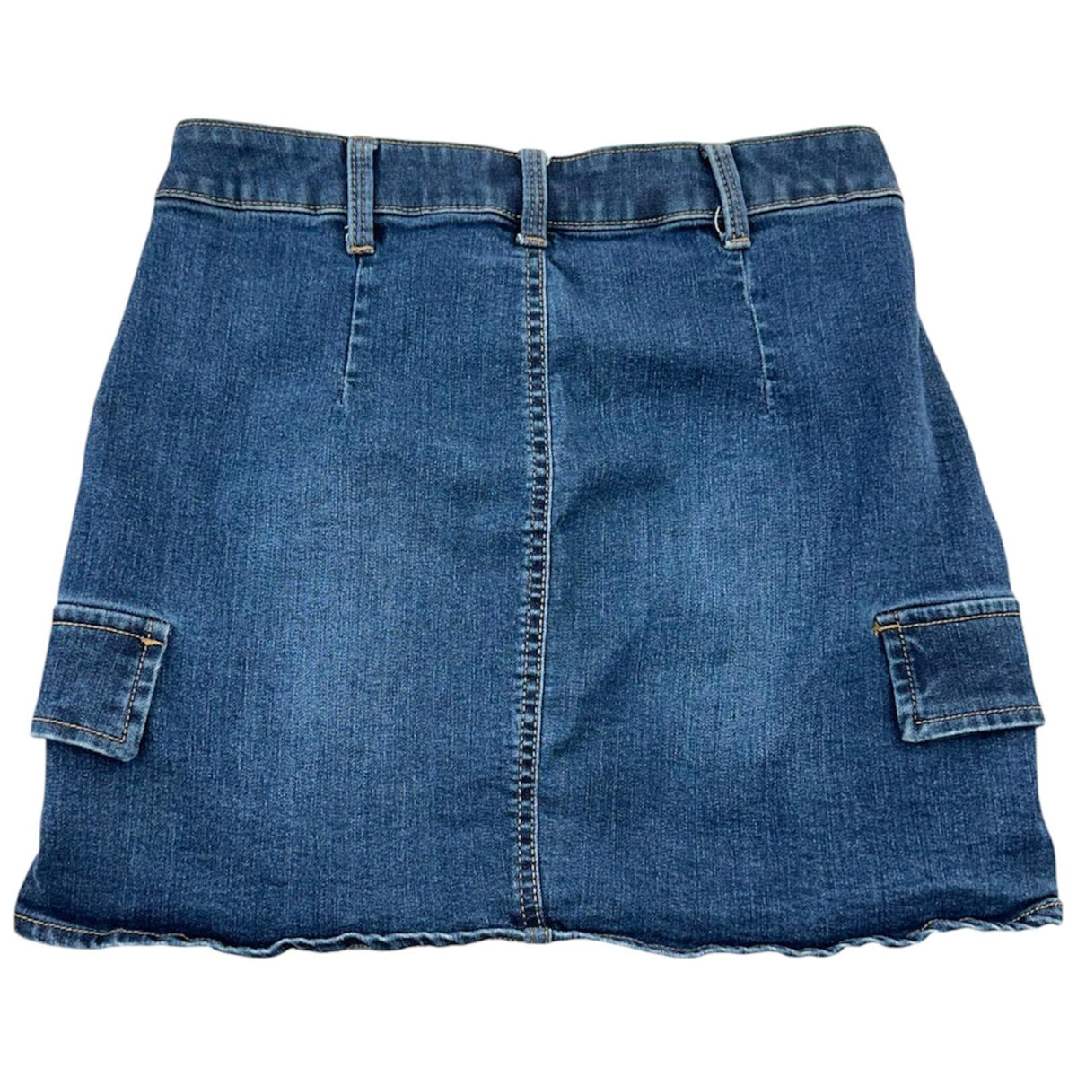 Mudd Y2K Revival Denim Mini Skirt with Cargo Pockets Medium Wash
