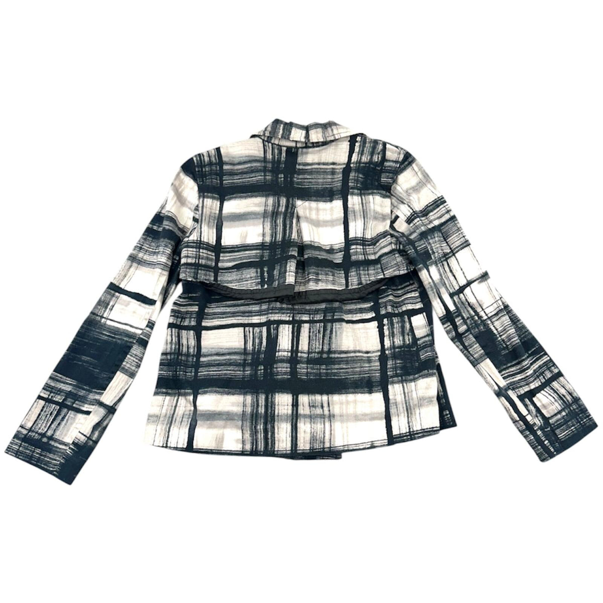Simply Vera Vera Wang 90s Minimalist Black White Abstract Plaid Double Breasted