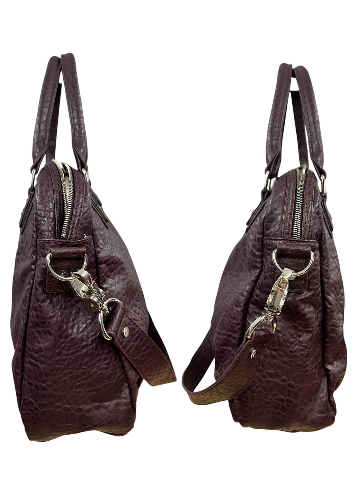 Jewell Purple Textured Leather Satchel Bag
