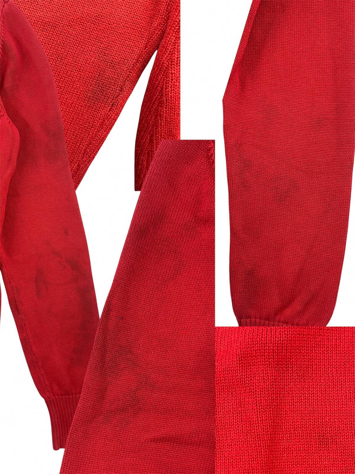 Tommy Hilfiger Red Zip Front Knit Cardigan with Sporty Chest Stripe Y2K Retro