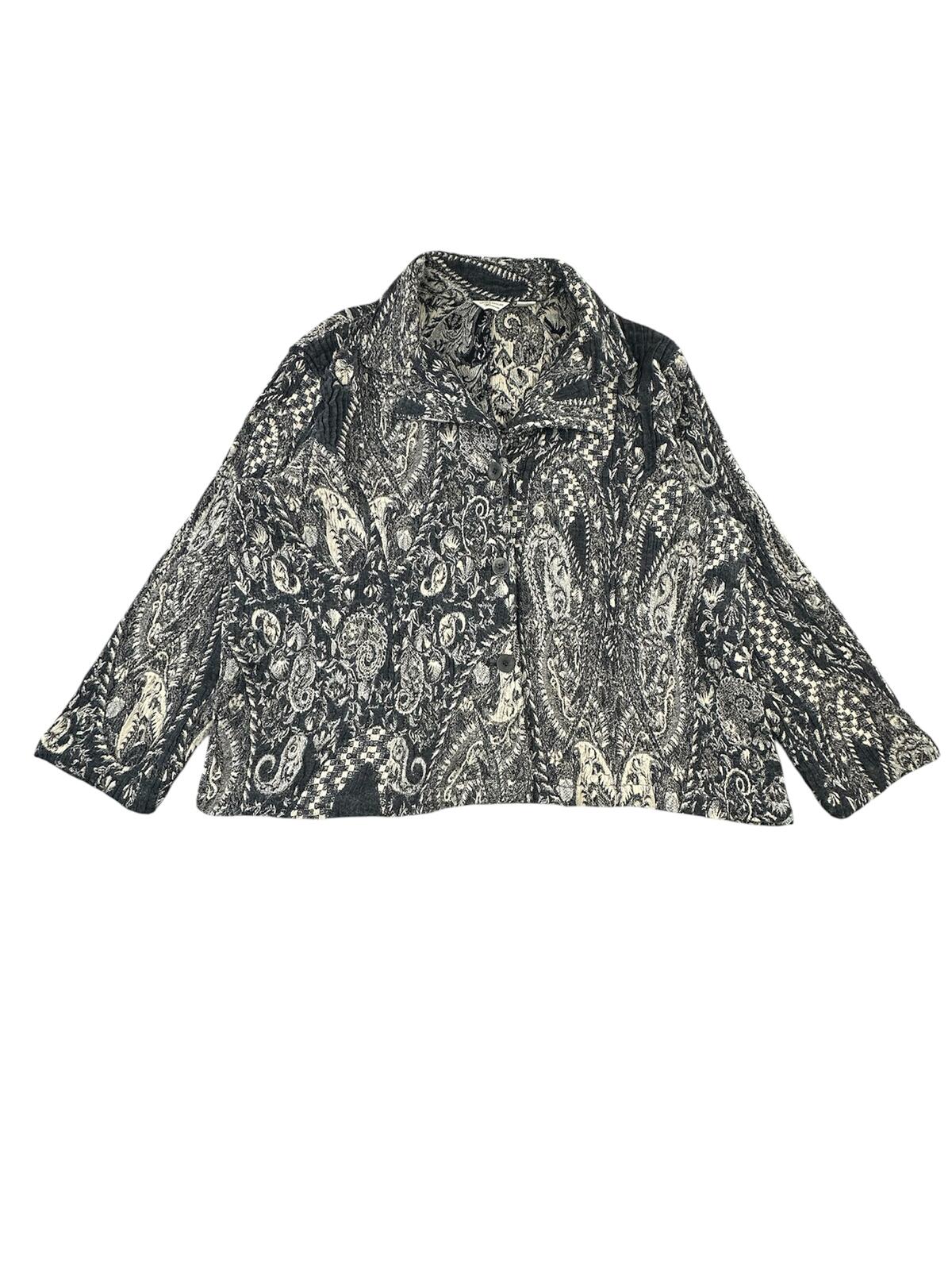Laura Ashley Vintage Inspired Black and Cream Paisley Wool Blend Jacket