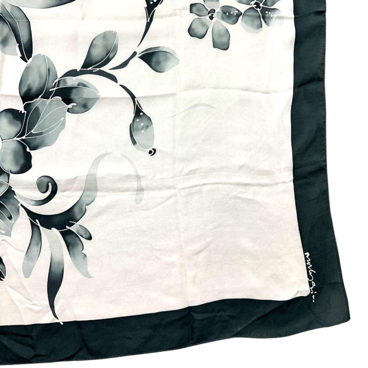 Black & White Floral Square Scarf