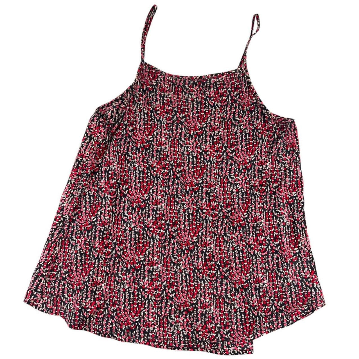 Ann Taylor LOFT Floral Mixed Media Cami Top Red Black Boho