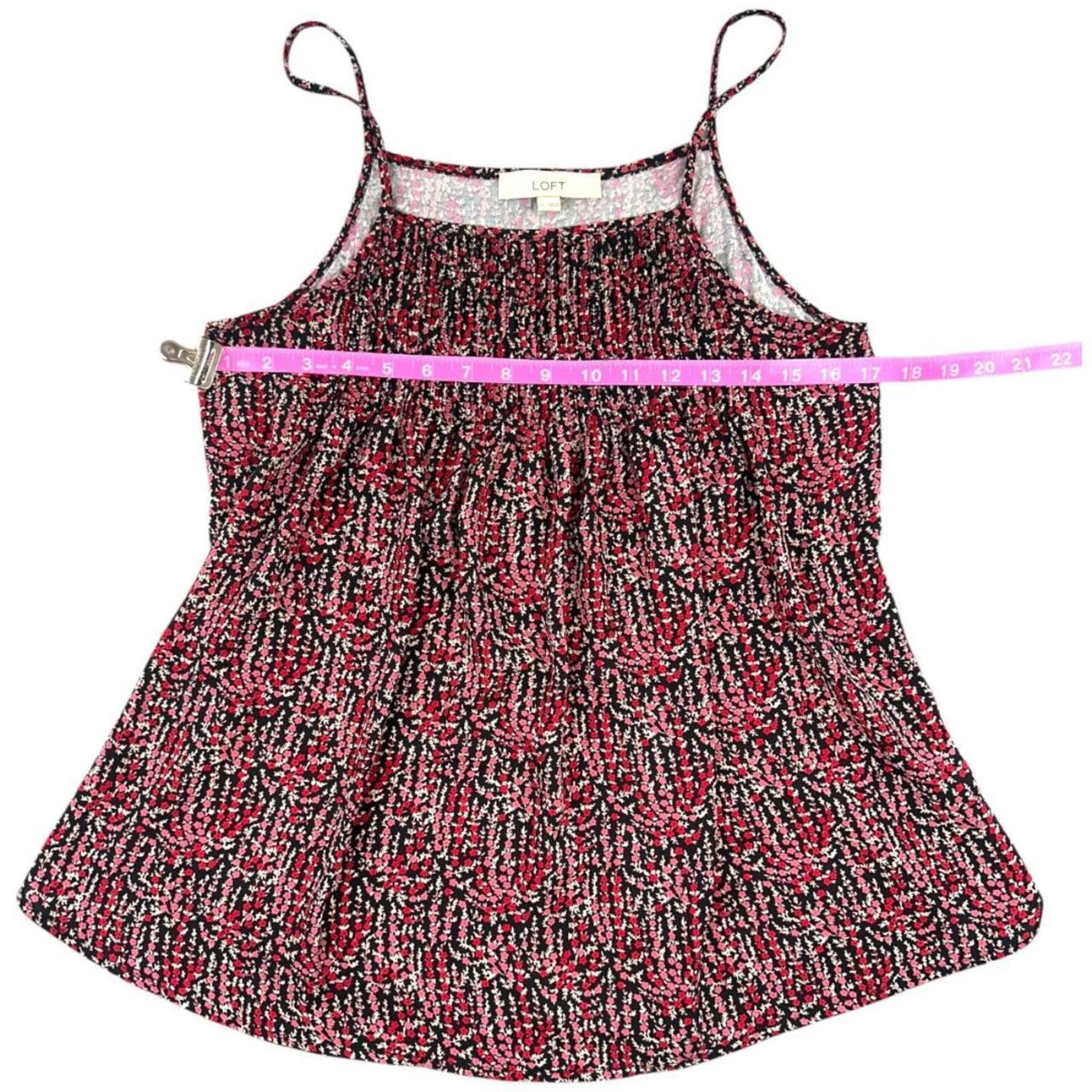 Ann Taylor LOFT Floral Mixed Media Cami Top Red Black Boho