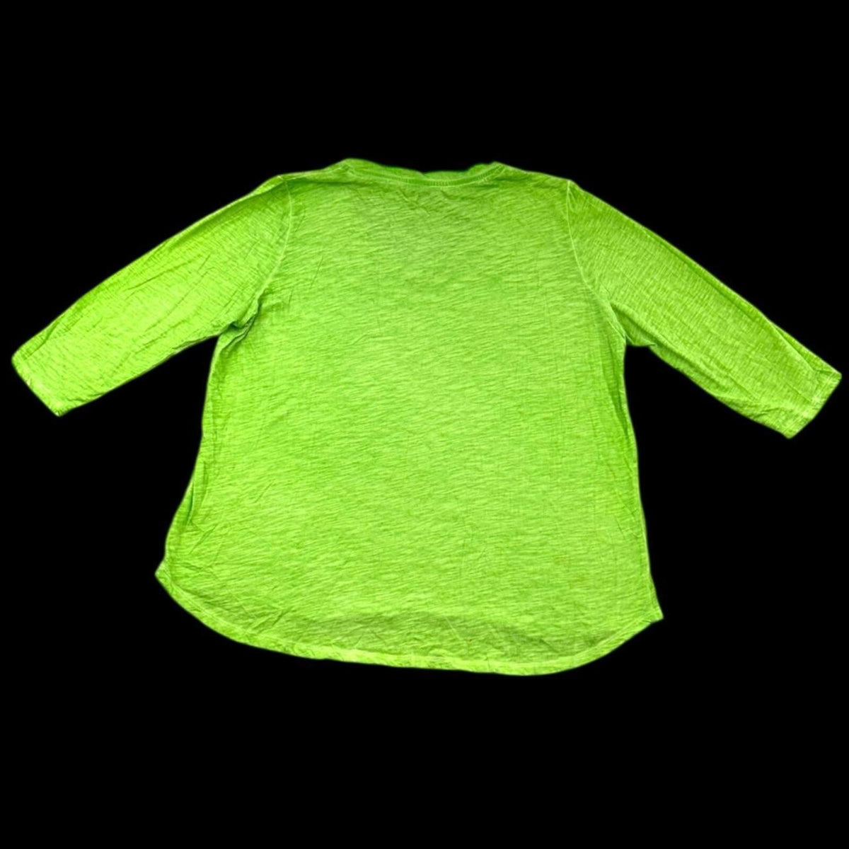 Sunsets & Sweet Tea Lime Green 3/4 Sleeve V Neck Tee Casual Y2K Preppy