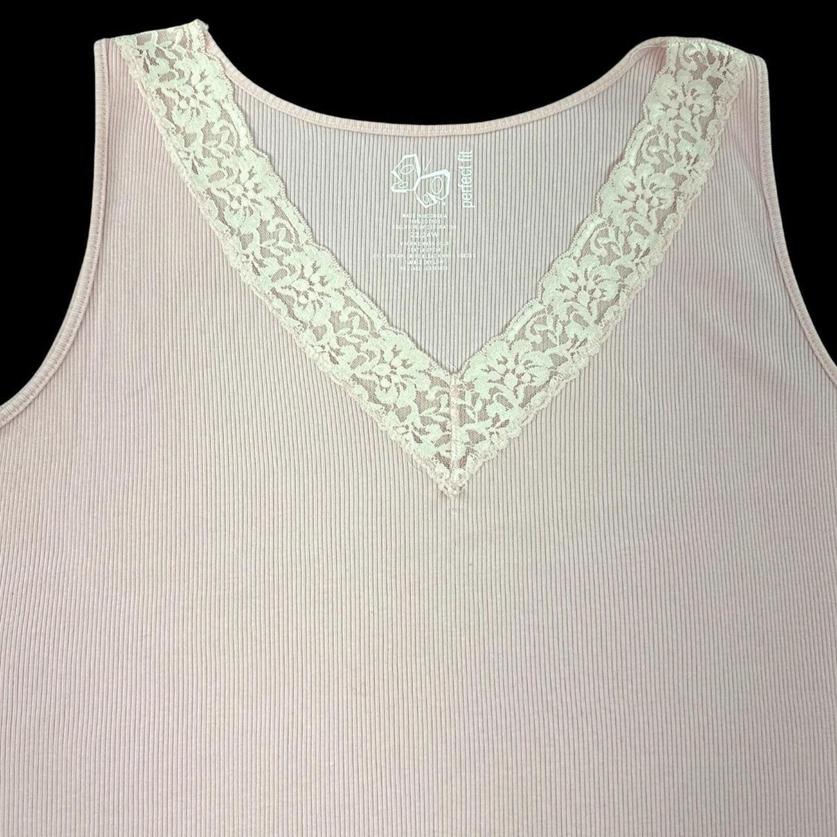 St. John's Bay Perfect Fit Pink Lace Trim Tank Top Soft Girl