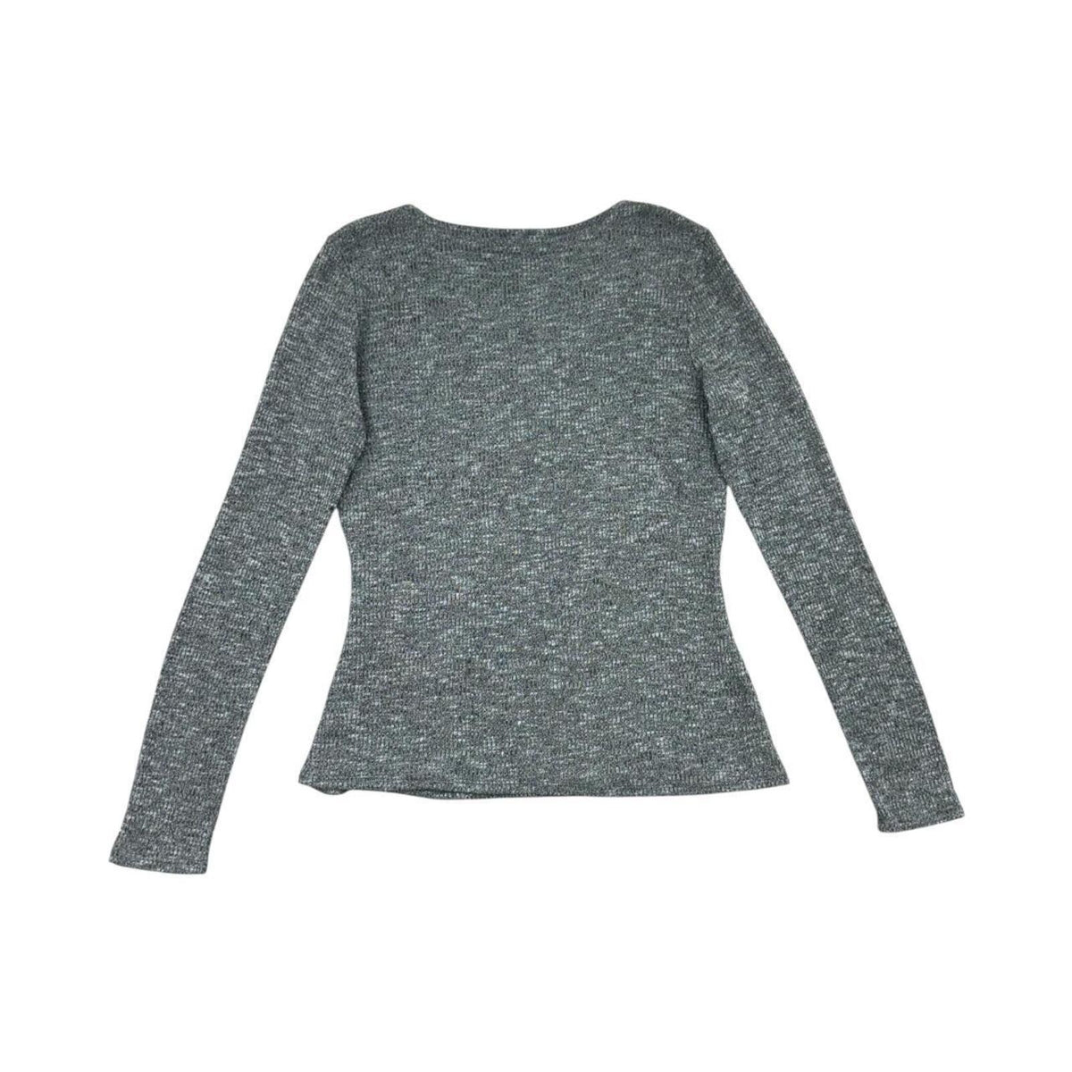 Rock & Republic Gray Marled Knit Faux Wrap Long Sleeve Top