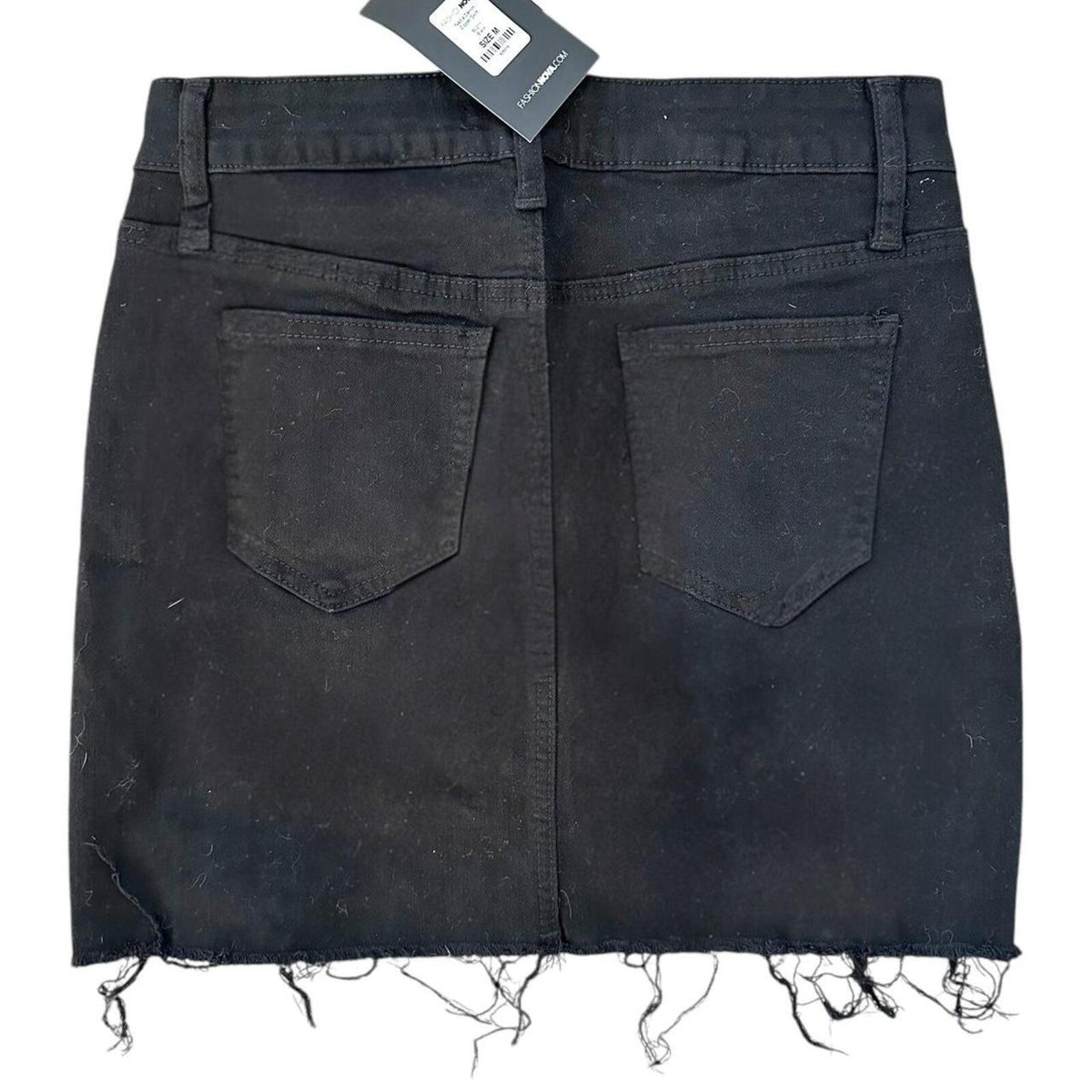 Fashion Nova Black Distressed Denim Skirt with Double Zippers Y2K