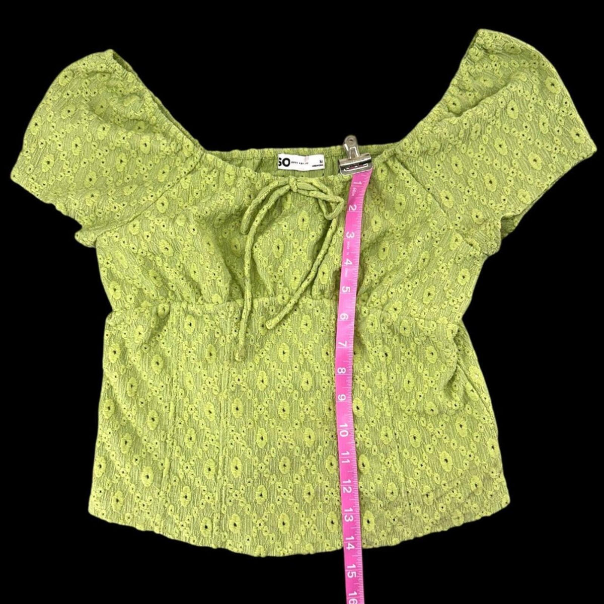 So Cinched Front Puff Sleeve Crop Top
