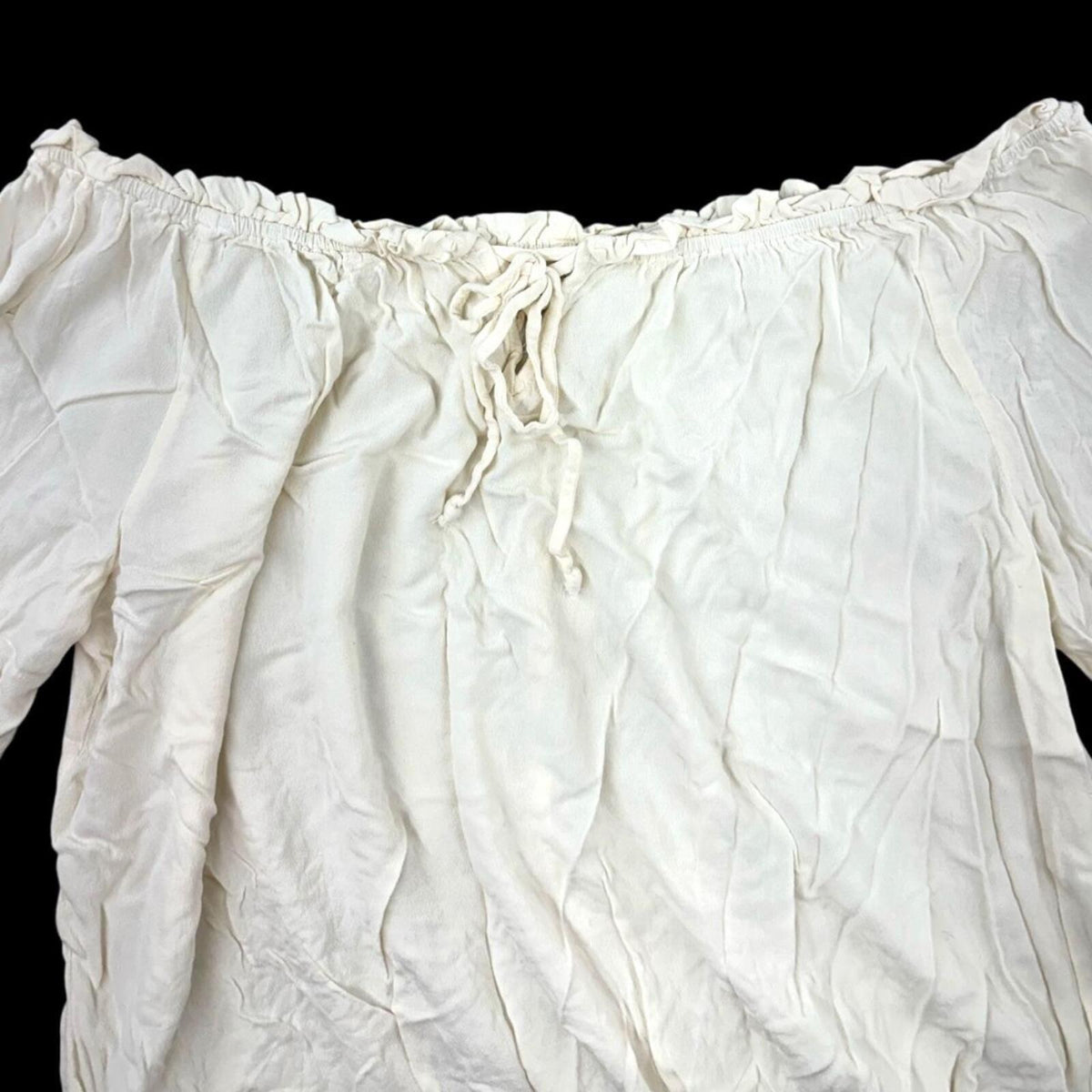 Maurices Off the Shoulder Blouse White Cream Floral Embroidered Bardot Neckline