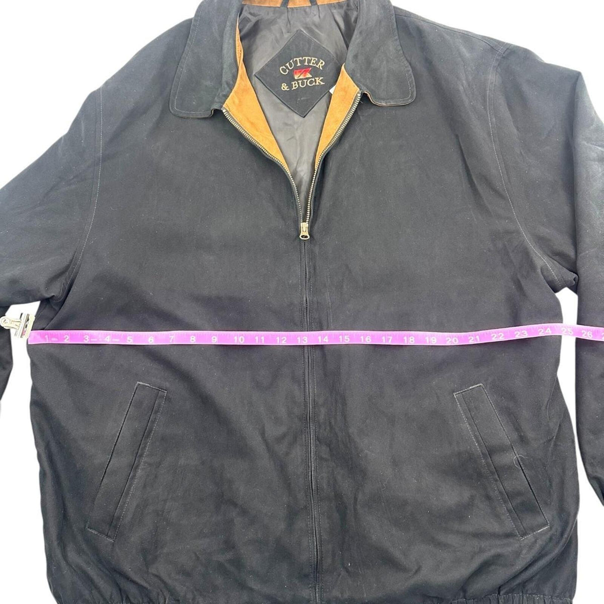 Cutter & Buck Black Bomber Jacket Water Resistant Microfiber Casual