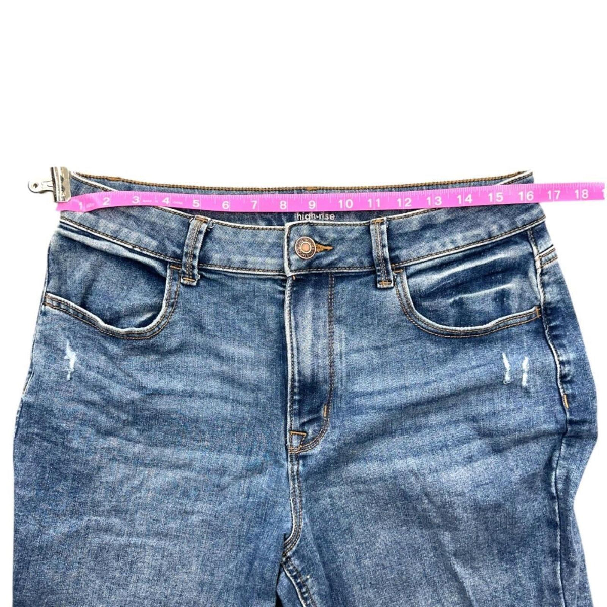 Maurices High Rise Distressed Boyfriend Jeans Blue Navy Relaxed Fit Casual Denim