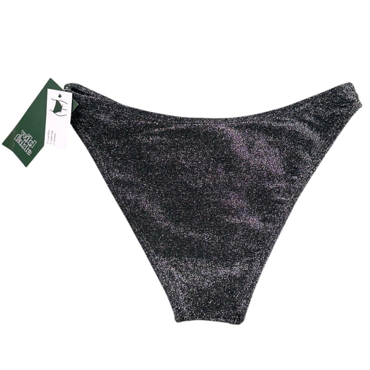 NWT Wild Fable Silver Sparkle Bikini Set Black Shimmer Halter Top Cheeky Bottoms