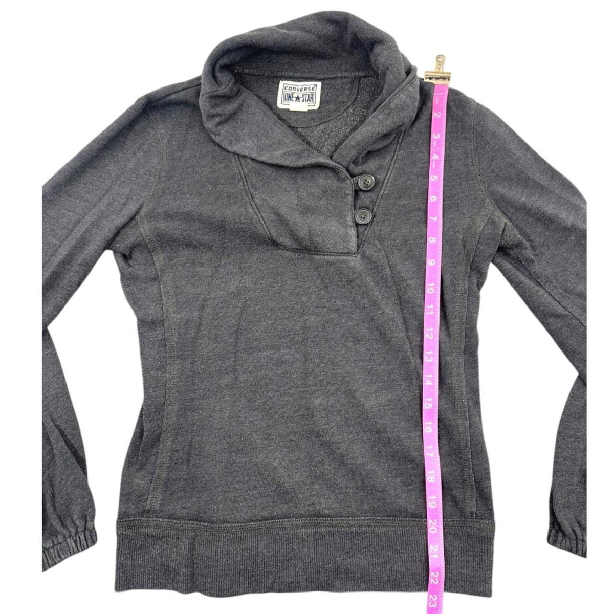 Converse One Star Pullover Sweatshirt Gray Black Cowl