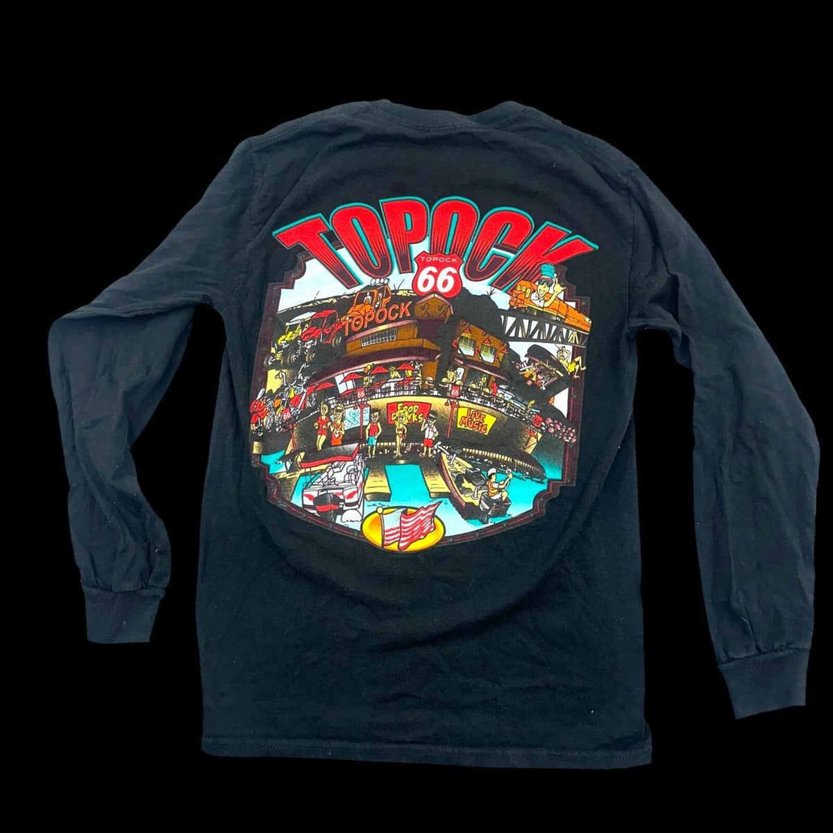 Red Kap Topock Route 66 Long Sleeve Tee Black Vintage Skater