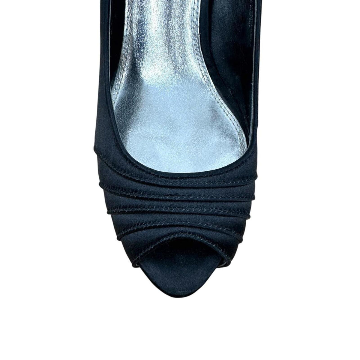 White House Black Market Jordin Black Satin Peep Toe Pumps