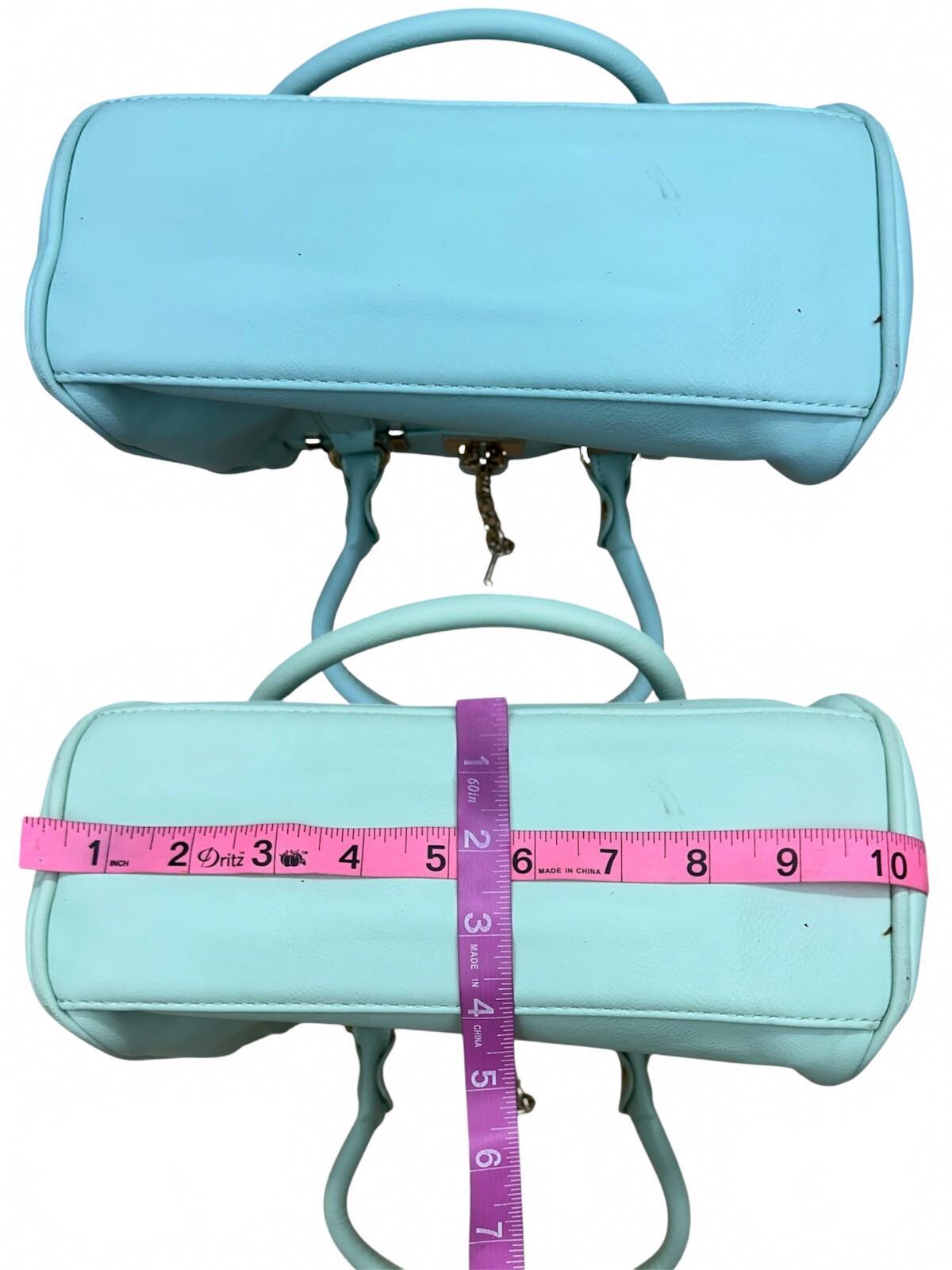 Mint Green Satchel Handbag with Gold Lock and Chain Strap