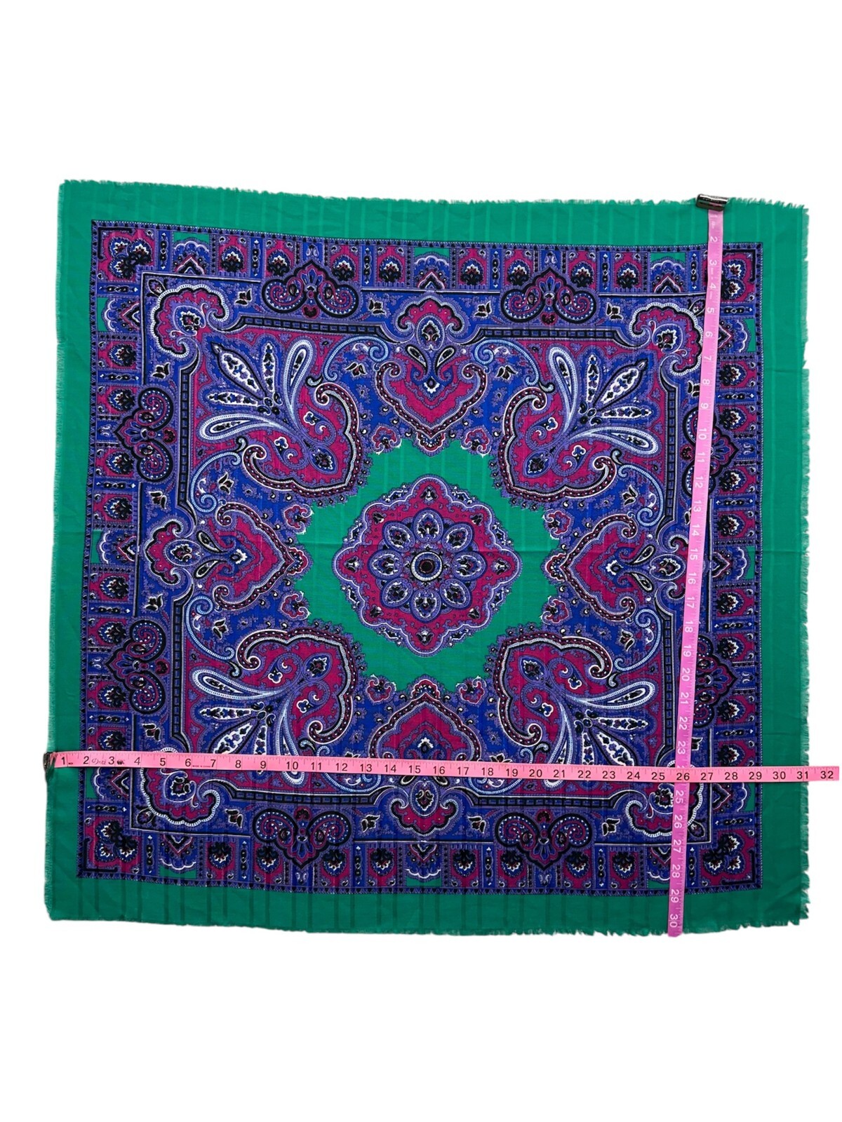 Vintage Bohemian Paisley Scarf Green Purple Pink Retro Accessory