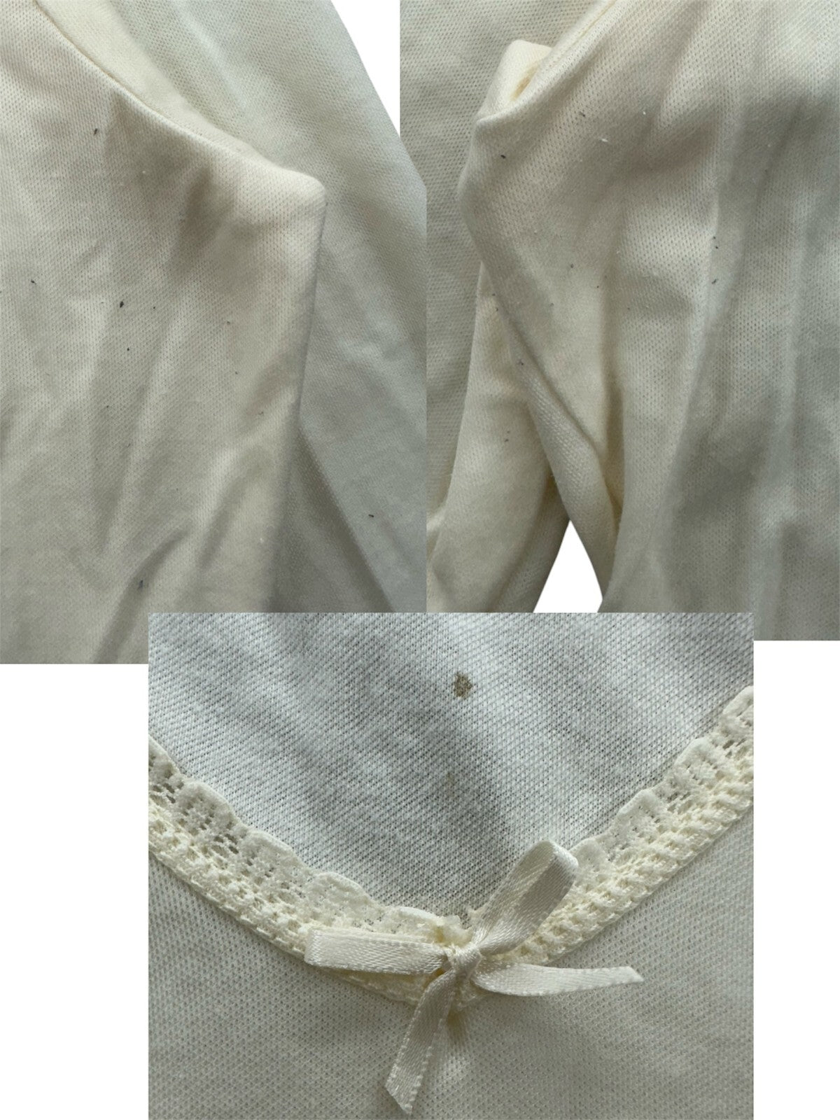 Cuddl Duds Cream Long Sleeve Thermal Top with Lace Trim