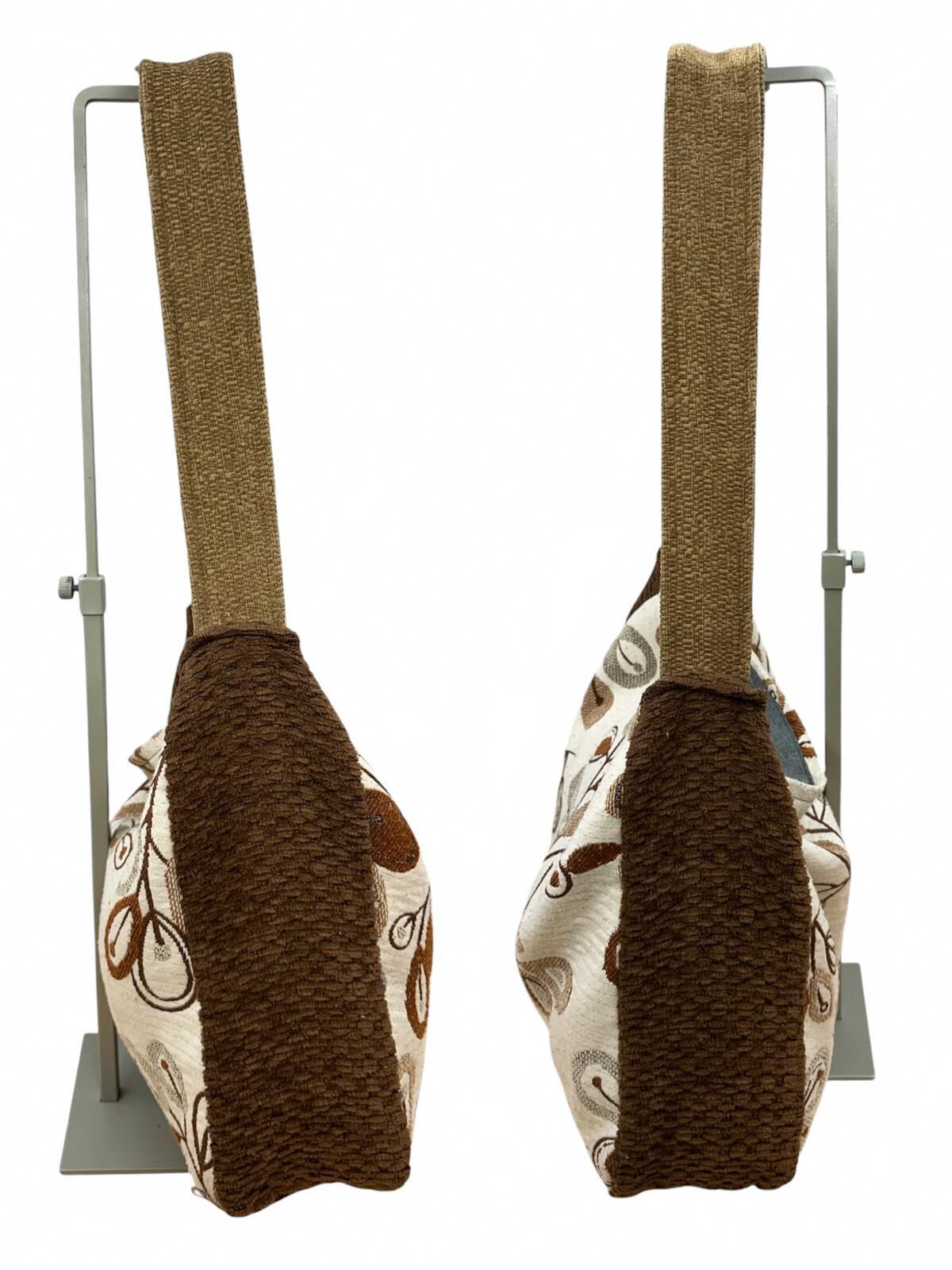 Handmade Bohemian Brown and Cream Floral Tote Bag