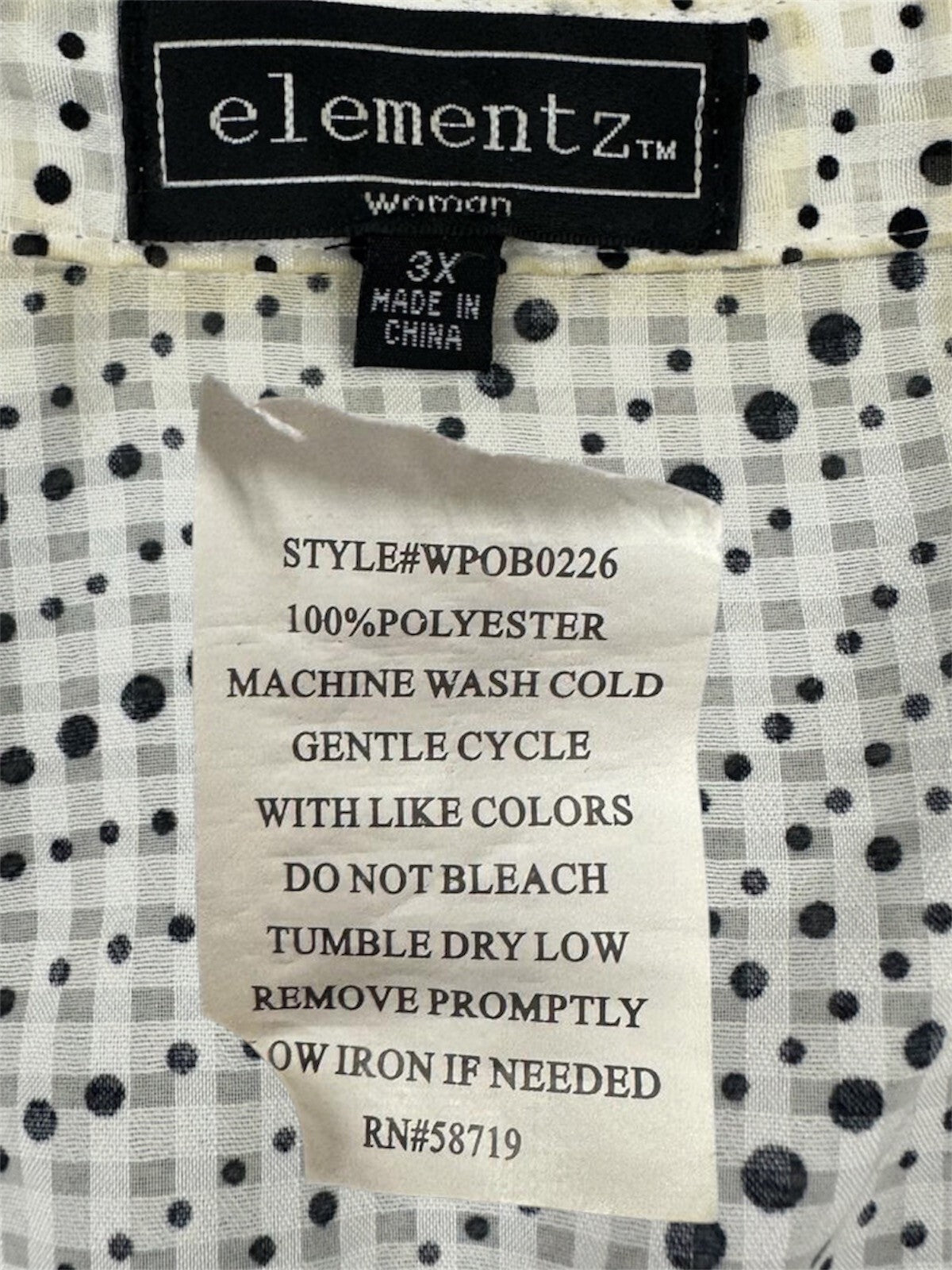 Elementz Sleeveless Polka Dot Button Up Blouse