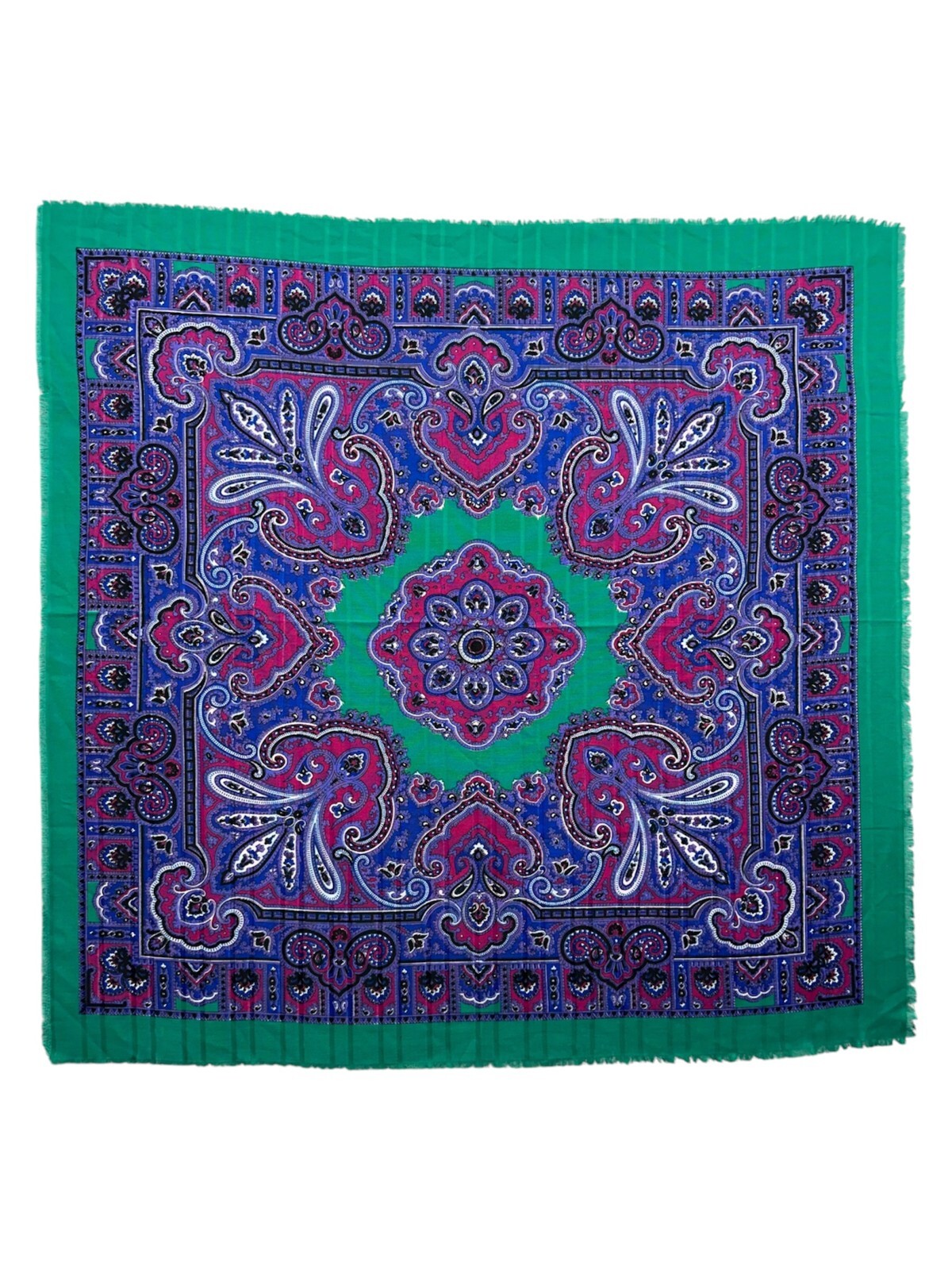 Vintage Bohemian Paisley Scarf Green Purple Pink Retro Accessory