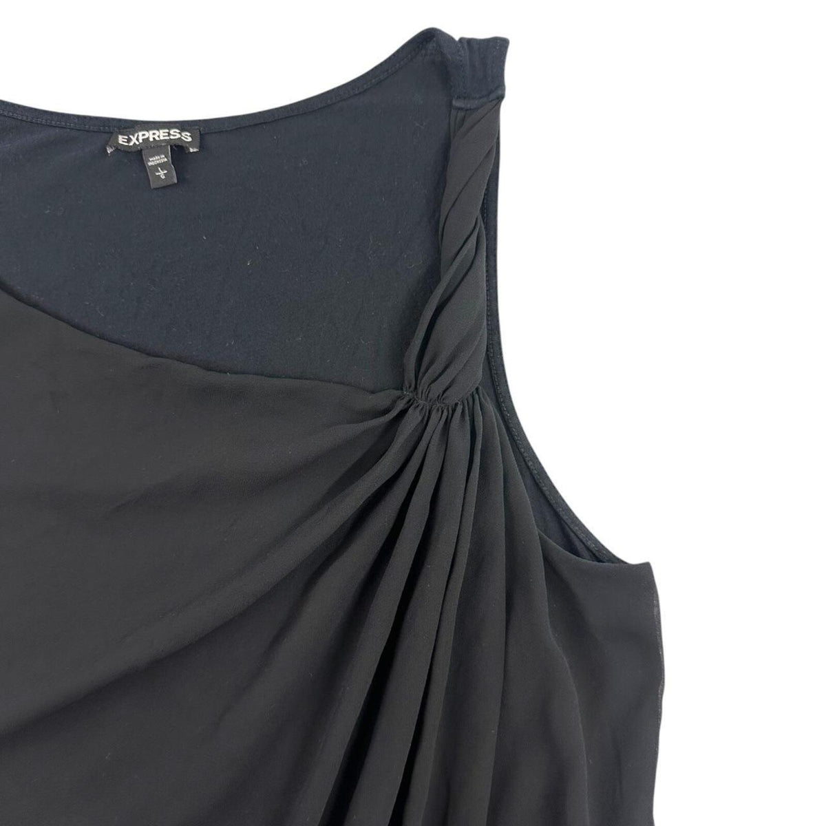 Express Black Asymmetrical Draped Tank Top Office Siren Y2K Minimalist